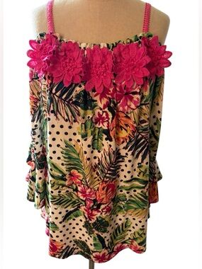 Melissa Paige Cold Shoulder Floral Blouse Size Small